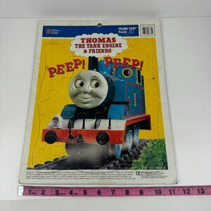 Vtg 1997 Thomas Tank Engine Friends Cardboard Frame Tray Puzzle 22pc Golden Book